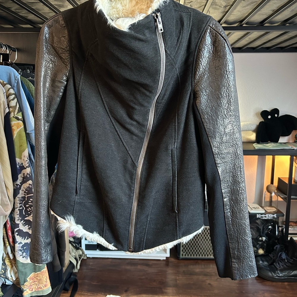 Helmut Lang Black Leather Hybrid Jacket